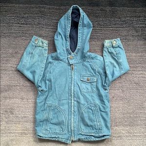 Zara denim bomber jacket with hood